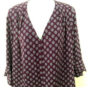 41 Hawthorn Eggplant Trumpet Sleeve Top